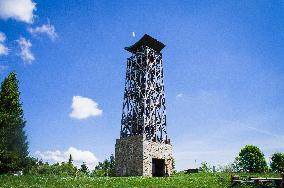 view-tower, observation tower Velky Lopenik, state border Czech Republic - Slovakia