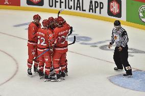 Trinec players celebrate goal