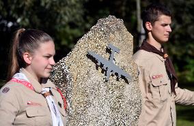 unveiling of memorial on occasion of 75 years since of U.S. bomber Liberator B-24 crash