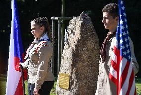 unveiling of memorial on occasion of 75 years since of U.S. bomber Liberator B-24 crash