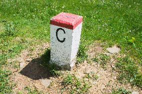 boundary marker, border stone, state border Czech Republic - Slovakia