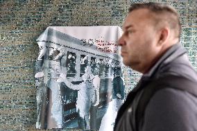 A plaque commemorating East Germans' road to freedom in autumn 1989