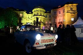 German Embassy in Prague, car Trabant, German reunification anniversary