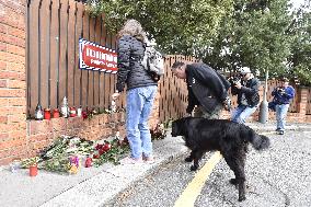 pious place in front of Karel Gott's house in Prague