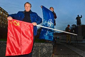 memorial of Soviet Marshal Ivan Konev, USSR, NATO, flag
