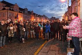 Jana Filipova, demonstration for Czech Prime Minister Andrej Babis's resignation in Domazlice