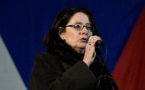 Miroslava Nemcova, demonstration, protest march for Czech Prime Minister Andrej Babis's resignation in Prague