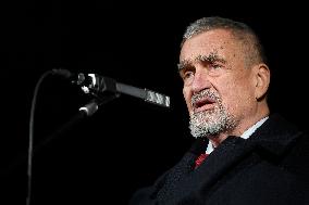 Karel Schwarzenberg, the eighth anniversary of the death of Vaclav Havel, Wenceslas Square, Prague