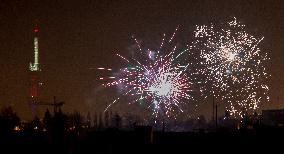 New Year's Eve celebration in Prague, firework