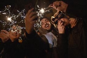 New Year's Eve celebration in Prague, sparkler, sparklers