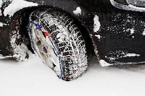 car, snow chains, tire, weather, winter, transportation, automobile