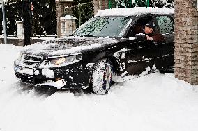 car, snow chains, tire, weather, winter, transportation, automobile