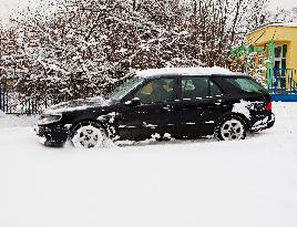 car, snow chains, tire, weather, winter, transportation, automobile