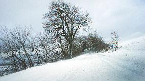 country road, winter, snow, landscape