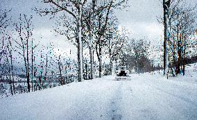 country road, winter, snow, landscape