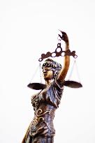 Lady Justice, allegory, justice, statuette, statue, sculpture, blindfold, eye tape, scale, scales