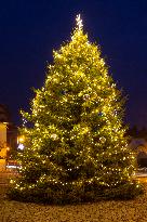 Stara Boleslav, city, town, building, square, Christmas tree, light