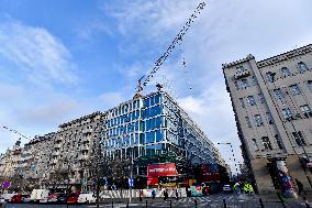 Prague, Wenceslas Square, The Flow Building, construction site