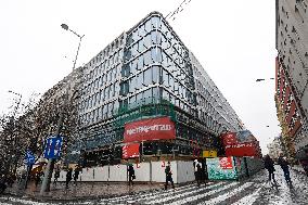 Prague, Wenceslas Square, The Flow Building, construction site