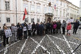 About 50 people protested against U.S. military interventions in Iran