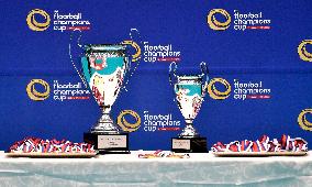 The trophies and medals for winners of the IFF Floorball Champions Cup 2020