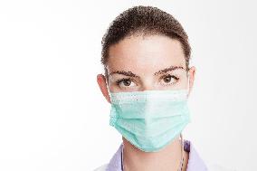 health care, nurse, nursing sister, woman, facecloth, mouth protection