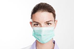 health care, nurse, nursing sister, woman, facecloth, mouth protection