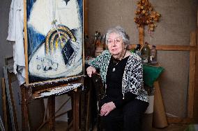 Helga Hoskova-Weissova, Czech artist, painter, Holocaust survivor, painting