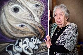 Helga Hoskova-Weissova, Czech artist, painter, Holocaust survivor, painting