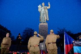 gathering at the Marshal Konev statue with motto Flowers for Konev