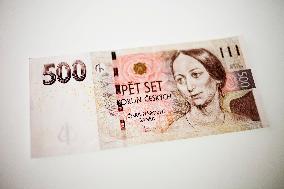 money, 500 CZK, five hundred, Czech koruna, Czech crown, banknote designed by Oldrich Kulhanek, portrait of Bozena Nemcova