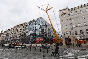 Prague, Wenceslas Square, The Flow Building, construction site