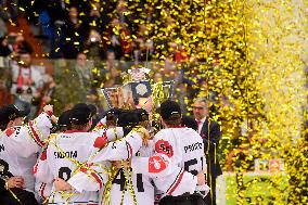 The Swedish team Frolunda, winner, ice-hockey Champions League, hockey players