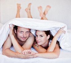 man, woman, couple, bed