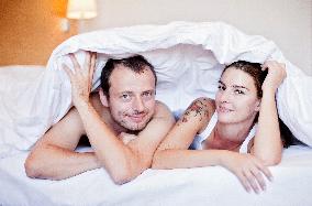 man, woman, couple, bed