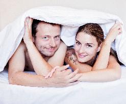 man, woman, couple, bed