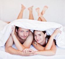 man, woman, couple, bed