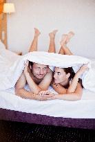 man, woman, couple, bed