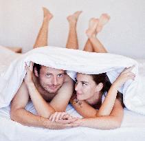 man, woman, couple, bed