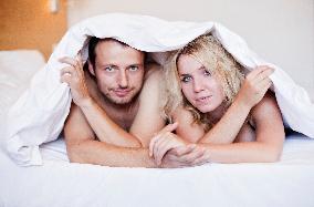 man, woman, couple, bed