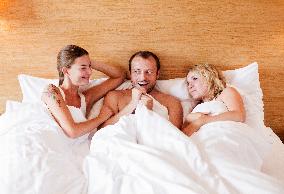 marriage, marital triangle, man, woman, women, bed, sex