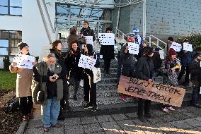 Opponents, people, protest against Czech Ombudsman Krecek