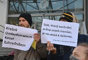 Opponents, people, protest against Czech Ombudsman Krecek