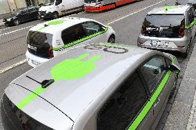 VW e-up! carsharing company GreenGo, car, share, Prague