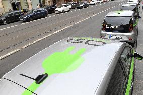 VW e-up! carsharing company GreenGo, car, share, Prague