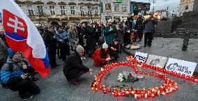 Public gathering commemorating murder of Slovak investigative journalist Jan Kuciak