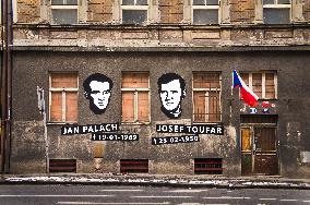 Jan Palach and Josef Toufar Memorial, former Boruvka sanatorium, street art