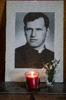 Commemorative portrait in memory of Catholic priest Josef Toufar