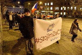 Protest event, Million Moments for democracy, Brno Together, against Stanislav Krecek ombudsman
