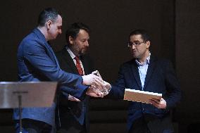 Oleh Sentsov, Simon Panek, Jamshed Yorov, Homo Homini award for Tajik lawyer Buzurgmehr Yorov